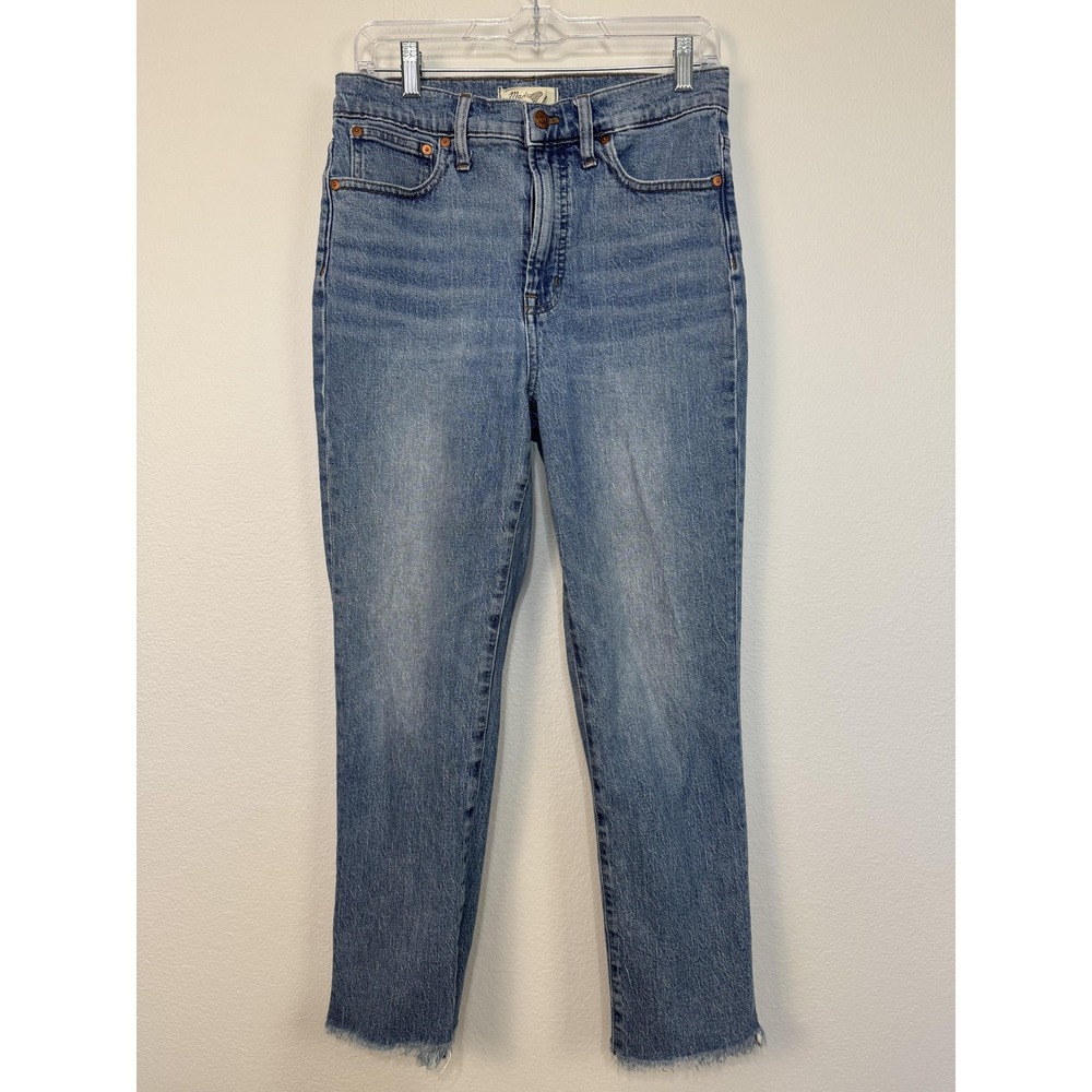 Madewell The Perfect Vintage Crop Jean Women's 28 Blue High Rise Raw Hem Denim